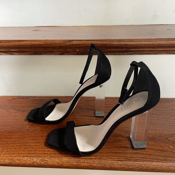 NWT Shutz Sexy Black Sandals w Clear heel Sz 10 - Picture 6 of 7